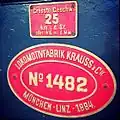 Fabrikschild der Lokomotive 11