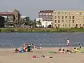 Strand am Diemerpark mit Blick auf IJburg