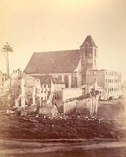 Die Kirche St. Aurélie nach den Bombardements von 1870