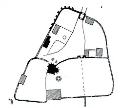 Die Lage der Kirche innerhalb der Burg Stromberg