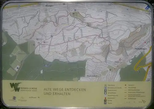 Karte der Wangener Höhe mit dem Burgbrünnele, das am westlichen Rand der ehemaligen Burg liegt.