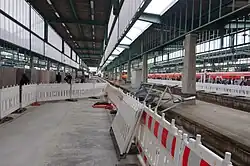 Bahnbetrieb während des Umbaus, Ende September 2013