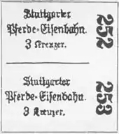 Fahrschein der Stuttgarter Pferdebahn, 1868