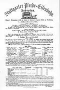 Fahrplan der „Stuttgarter Pferde-Eisenbahn-Gesellschaft“, gültig ab 1. November 1873