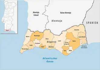Karte der Subregion Algarve