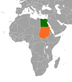 Lage von Ägypten und Sudan