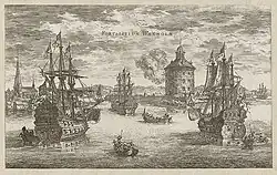 Turmfort der späteren Inselfestung Vaxholm, Zeichnung nach 1660, Schweden