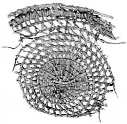 Flechtmuster in einem archäologischen Korbfund