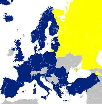 Map of military alliances in Europe