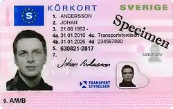 Swedish driving license - front