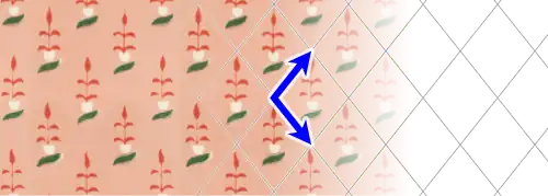 Beispielornament und Diagramm der Gruppe „p1“