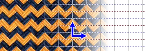 Beispielornament und Diagramm der Gruppe „pg“