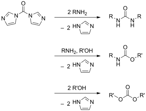 Synthese von Harnstoffen, Carbamaten und Estern aus CDI