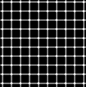 Schwarz erscheinende Punkte im Szintillations-Gitter.