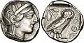 Attische Tetradrachme, um 410 v. Chr. (17,21&nbsp;g)