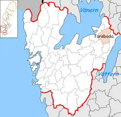 Lage der Gemeinde Töreboda