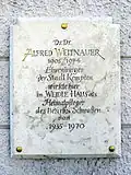 Weidlehaus in Kempten (Tafel mit Details zu Alfred Weitnauer)