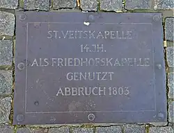 Hinweistafel im Pflaster des Johannisplatzes