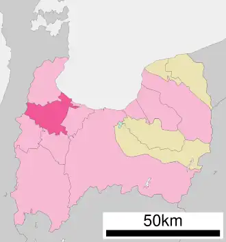 Lage Takaokas in der Präfektur