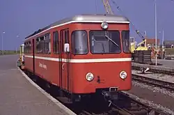 Talbot-Triebwagen VT&nbsp;1 am Anleger im August 1984