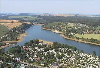 Luftbild der Talsperre Malter