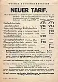 Tarifblatt der Wiener Verkehrsbetriebe von 1947 mit gesondertem O-Bus-Tarif