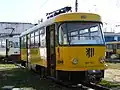 Geführter Tatra TB4D aus Dresden, hier im Depot der Straßenbahn Craiova
