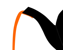 Es ist die Tülle einer Teekanne abgebildet aus der eine Flüssigkeit ausgegossen wird. Ein Strahl fließt normal aus der Tülle ins Freie. Ein Teil der Flüssigkeit läuft dagegen, an der Tülle entlang, nach unten.