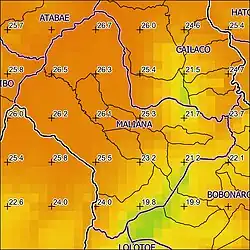 Jahresdurchschnitts-temperatur (2000)[9]