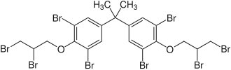 Strukturformel von Tetrabrombisphenol-A-bis(2,3-dibrompropylether)