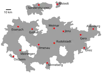 Karte des Landes Thüringen 1920