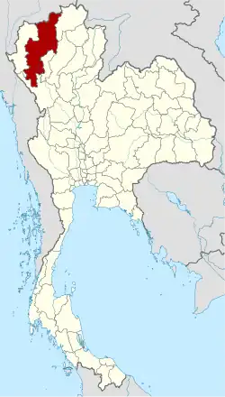 Karte von Thailand mit der Provinz Chiang Mai hervorgehoben