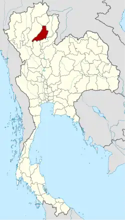 Karte von Thailand mit der Provinz Phrae hervorgehoben