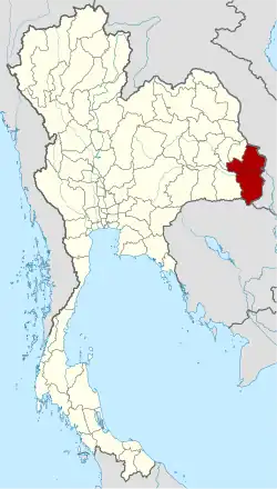 Karte von Thailand mit der Provinz Ubon Ratchathani hervorgehoben