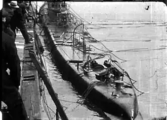 USS Lancetfish (SS-296) nach ihrer Bergung Anfang April 1945.