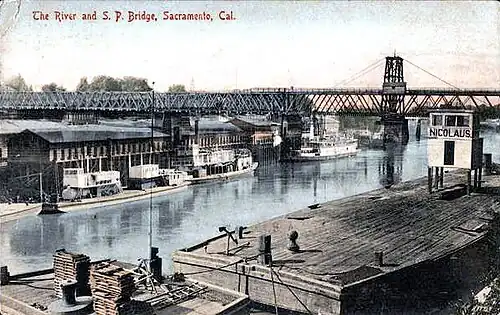 Dritte Brücke (1895–1911) der Southern Pacific Company, erste Doppelstockbrücke
