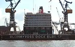Das Tor von Dock Elbe&nbsp;17 ist geschlossen. Die Wartungs- und Reparaturarbeiten haben begonnen