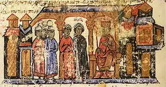 Olga mit ihrem Sohn Swjatoslaw in der Chronik des Johannes Skylitzes