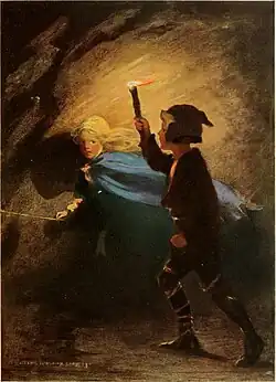 Prinzessin Irene und Curdie fliehen aus der Höhle der Kobolde