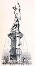 Der Merkurbrunnen – Zeichnung von Theodor Rogge, 1882