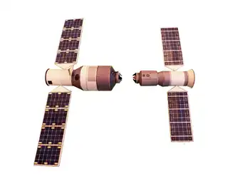 Modelle von Tiangong 2 (links) und einem Shenzhou-Raumschiff (rechts)