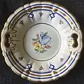 Marke: TPM (1845/46), Kuchenschüssel, Blumenmalerei mit Vergoldung.