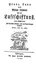 Titelblatt der Luftschiffkunst Tübingen 1784