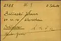 Häftlingsregisterkarte aus dem NS-Konzentrationslager Mauthausen-Gusen mit „Todesrune“ zur Angabe des Todesdatums des Gefangenen (ᛣ 13.X.42).