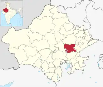 Positionskarte des Distrikts Tonk