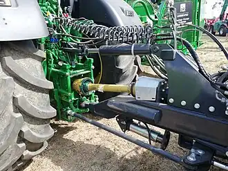 Heckanbauraum – Anhänger angehängt an Traktor mit K 80-Untenanhängung, Zwangslenkung, Zapfwelle und Topzylinder