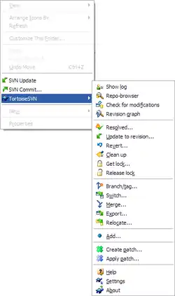 Screenshot von TortoiseSVN 1.3.5