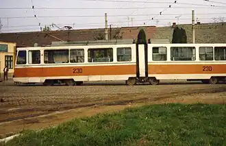 Wagen 230 beim Rangieren im Depot Take Ionescu, 1989