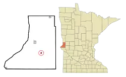 Lage von Dumont im Traverse County (links) und in Minnesota (rechts)