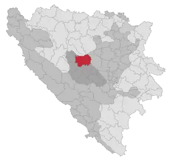 Lage der Gemeinde Travnik in Bosnien und Herzegowina (anklickbare Karte)